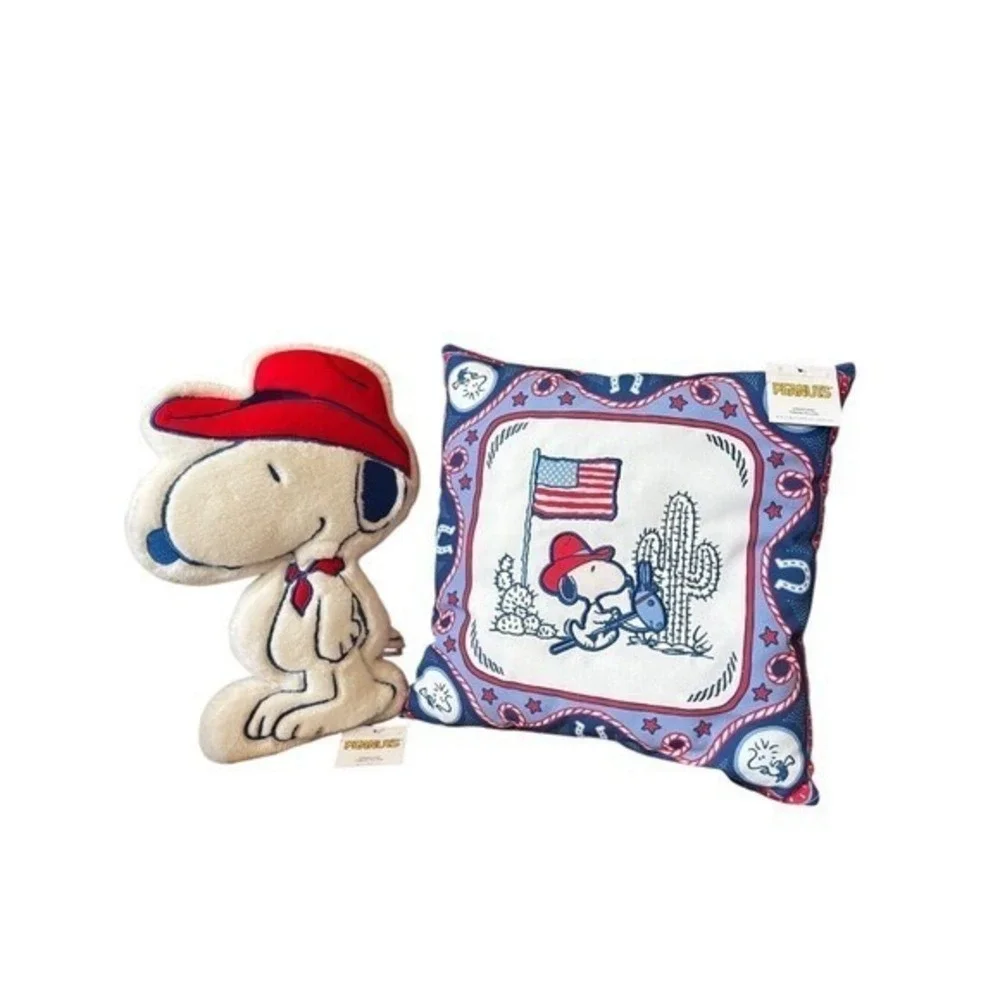 Peanuts Snoopy Western Pillow & Plush Cowboy Patriotic Americana GIFT NEW